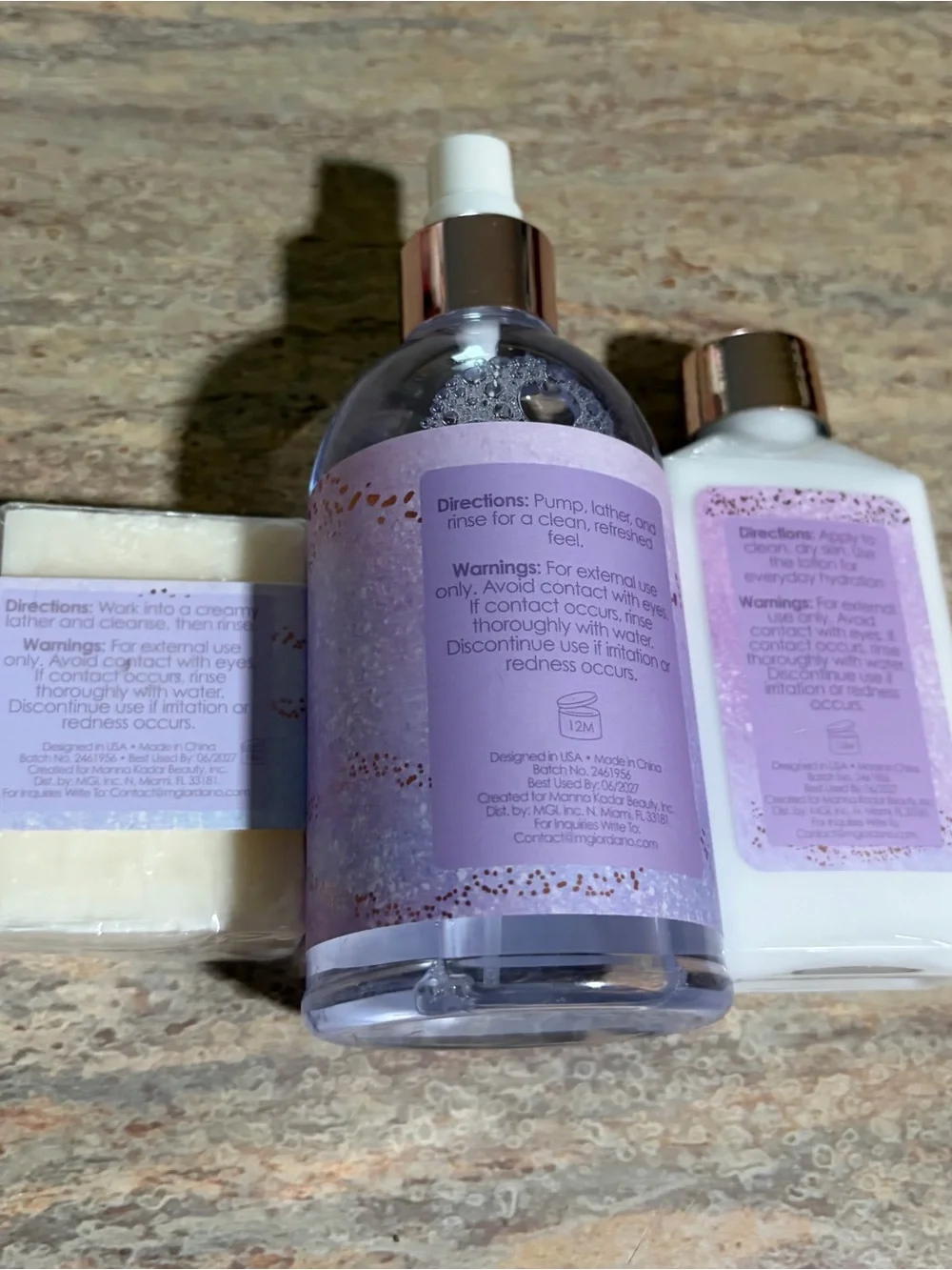 Manna Kadar Peaceful Escape Retired Pomegranate Freesia Lotion, Mist & Bar Soap
